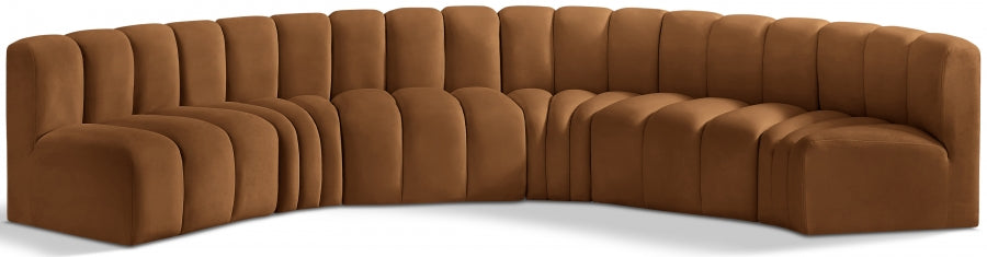 Arc Velvet 6pc. Sectional Saddle from Meridian - Luna Furniture