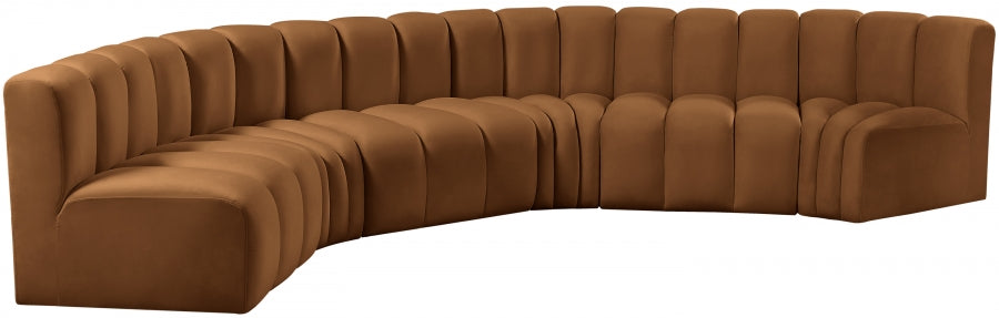 Arc Velvet 6pc. Sectional Saddle from Meridian - Luna Furniture