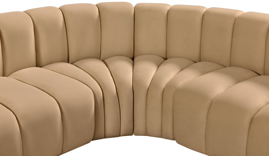 Arc Velvet 7pc. Sectional Camel from Meridian - Luna Furniture