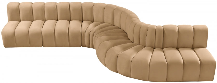 Arc Velvet 7pc. Sectional Camel from Meridian - Luna Furniture