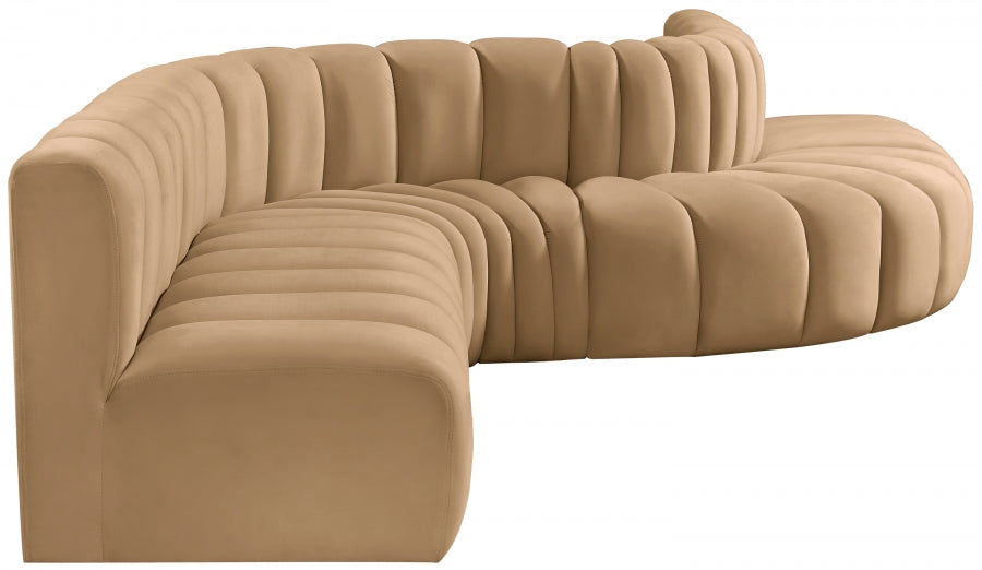 Arc Velvet 7pc. Sectional Camel from Meridian - Luna Furniture