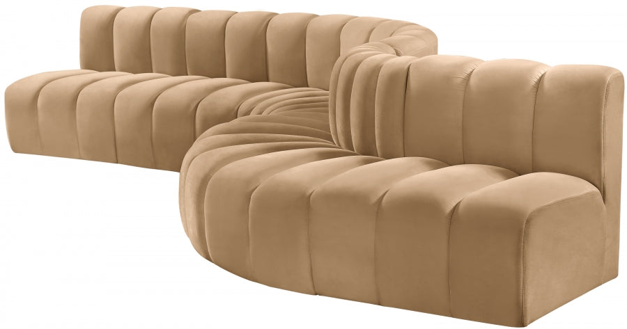 Arc Velvet 7pc. Sectional Camel from Meridian - Luna Furniture