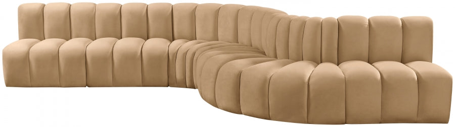 Arc Velvet 7pc. Sectional Camel from Meridian - Luna Furniture