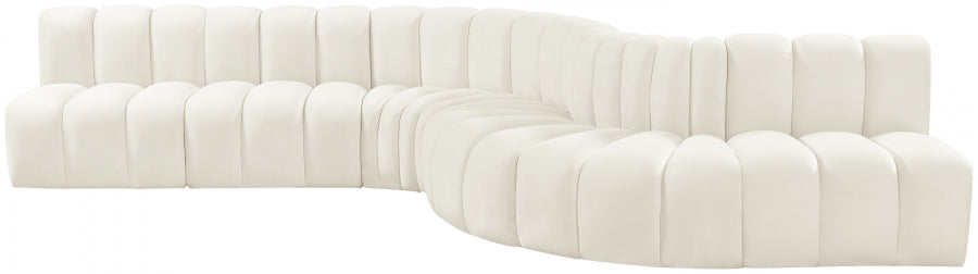 Arc Velvet 7pc. Sectional Cream from Meridian - Luna Furniture