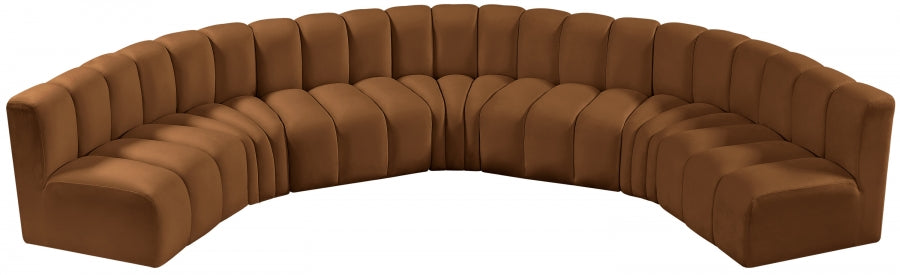 Arc Velvet 7pc. Sectional Saddle from Meridian - Luna Furniture