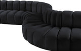 Arc Velvet 8pc. Sectional Black from Meridian - Luna Furniture