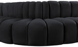 Arc Velvet 8pc. Sectional Black from Meridian - Luna Furniture