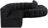 Arc Velvet 8pc. Sectional Black from Meridian - Luna Furniture