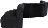 Arc Velvet 8pc. Sectional Black from Meridian - Luna Furniture