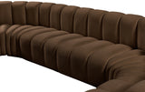 Arc Velvet 8pc. Sectional Brown from Meridian - Luna Furniture