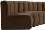 Arc Velvet 8pc. Sectional Brown from Meridian - Luna Furniture