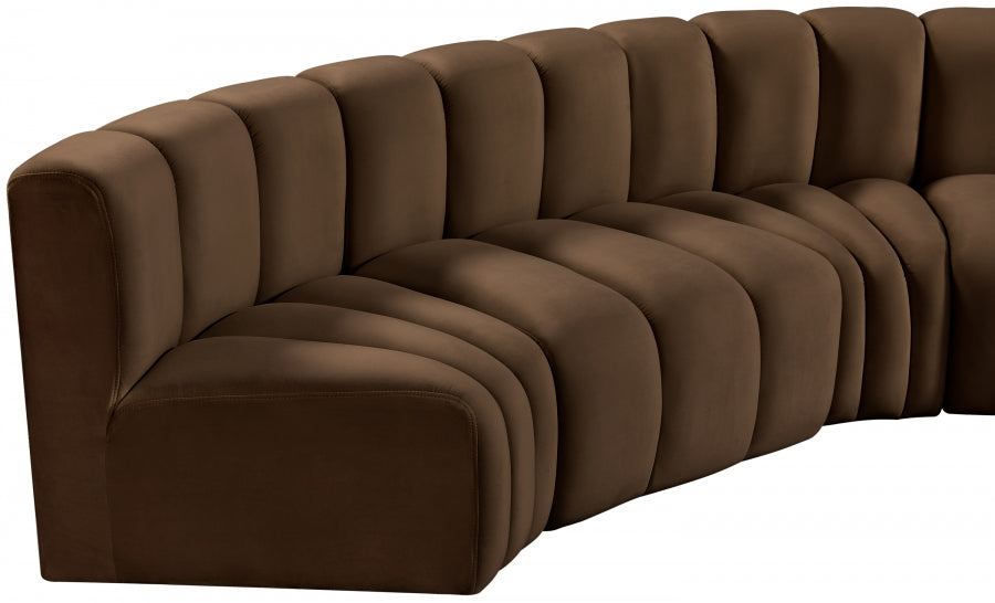 Arc Velvet 8pc. Sectional Brown from Meridian - Luna Furniture