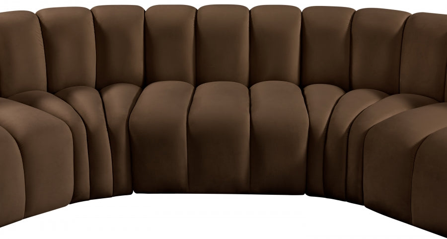 Arc Velvet 8pc. Sectional Brown from Meridian - Luna Furniture