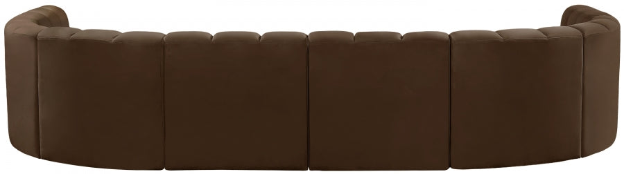 Arc Velvet 8pc. Sectional Brown from Meridian - Luna Furniture