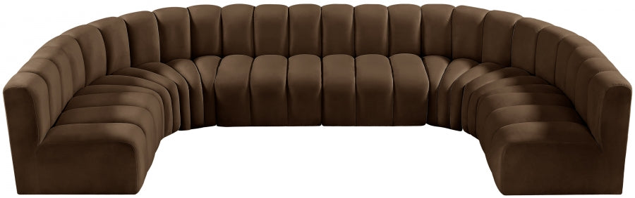 Arc Velvet 8pc. Sectional Brown from Meridian - Luna Furniture