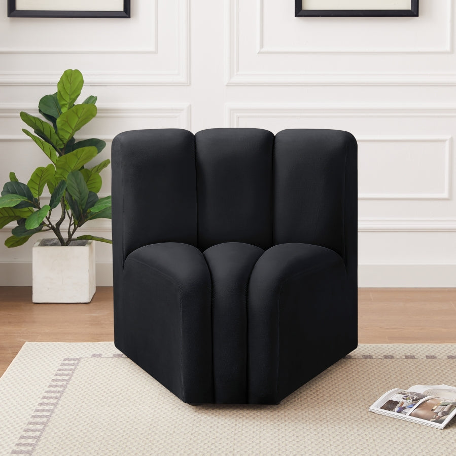 Arc Velvet Modular Chair Black from Meridian - Luna Furniture