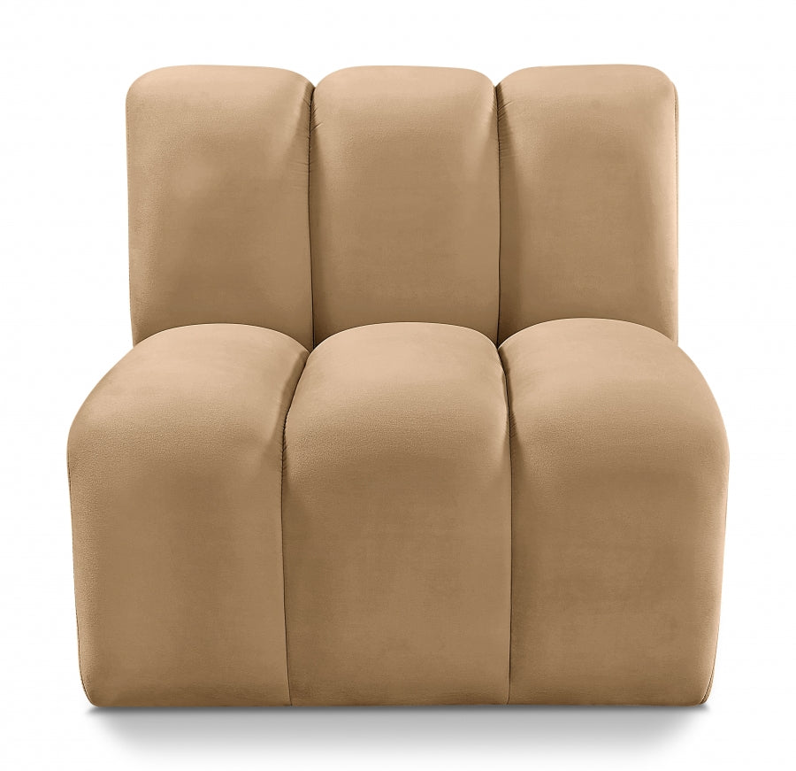 Arc Velvet Modular Chair Camel from Meridian - Luna Furniture