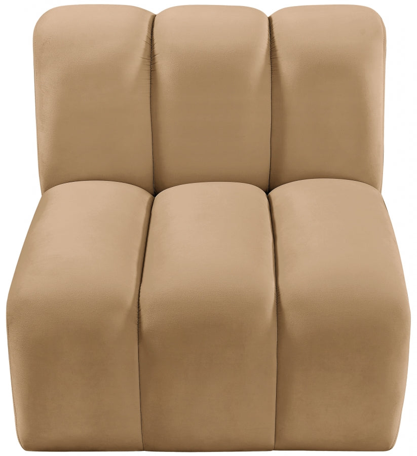 Arc Velvet Modular Chair Camel from Meridian - Luna Furniture