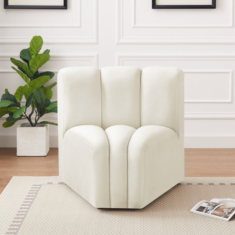 Arc Velvet Modular Chair Cream from Meridian - Luna Furniture