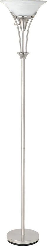 Archie Floor Lamp with Frosted Ribbed Shade Brushed Steel from Coaster - Luna Furniture