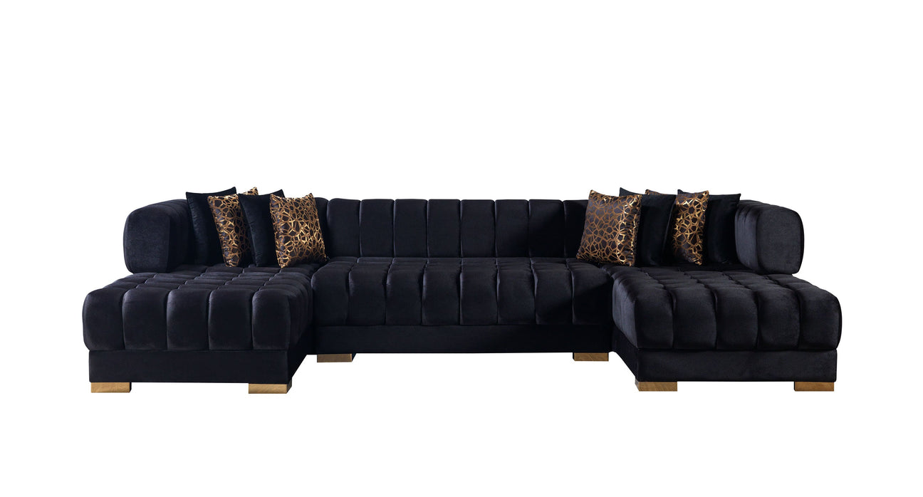 Ariana Black Velvet Double Chaise Sectional - ARIANABLACK-SEC - Luna Furniture