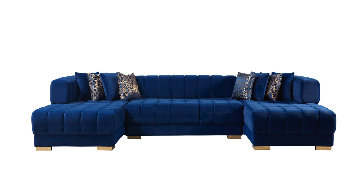 Ariana Blue Velvet Double Chaise Sectional - ARIANABLUE-SEC - Luna Furniture