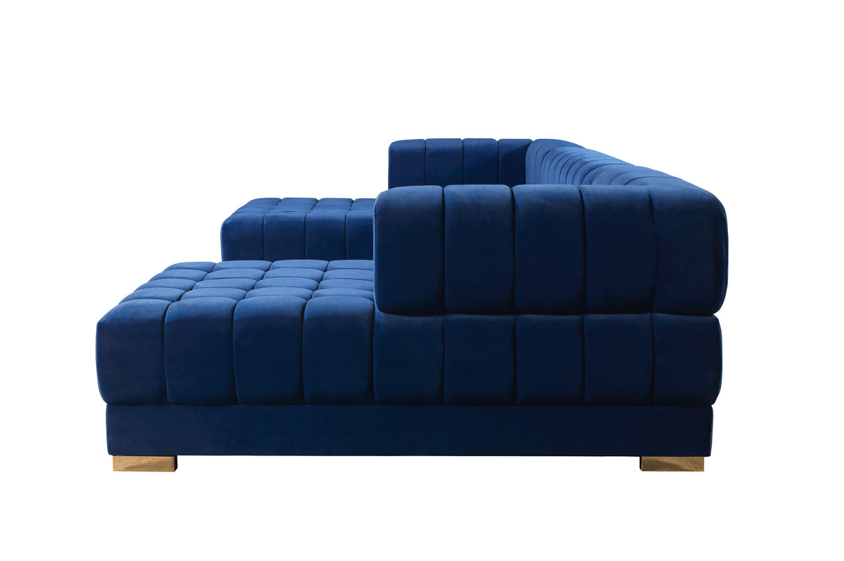 Ariana Blue Velvet Double Chaise Sectional - ARIANABLUE-SEC - Luna Furniture