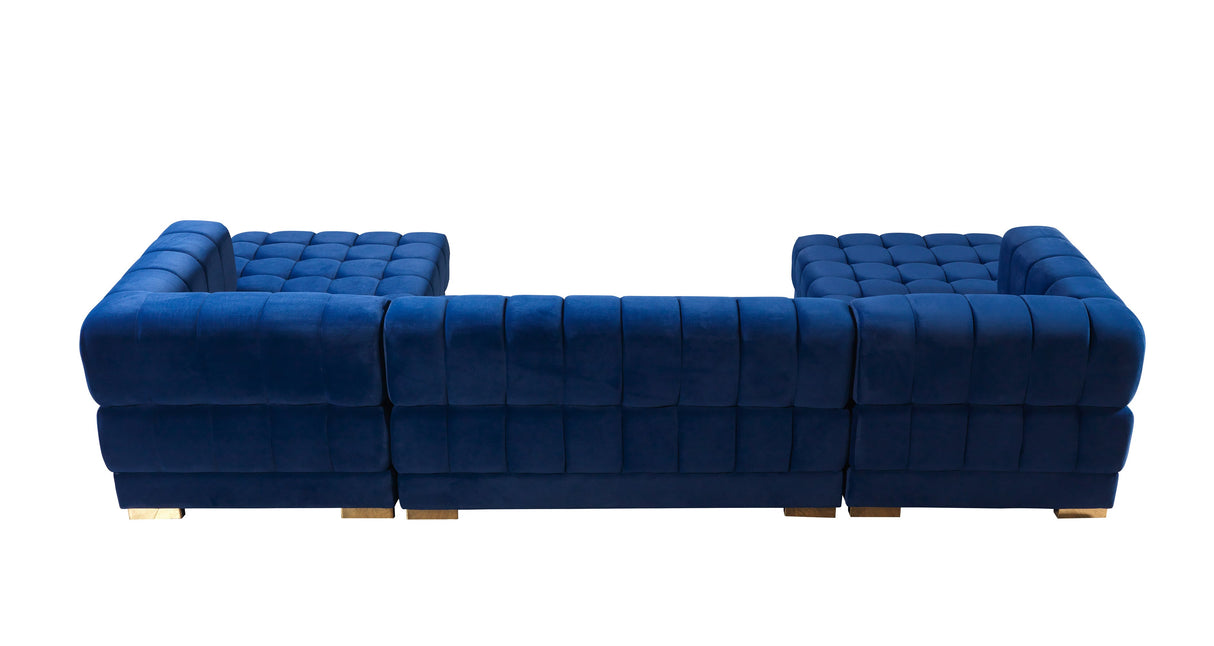 Ariana Blue Velvet Double Chaise Sectional - ARIANABLUE-SEC - Luna Furniture