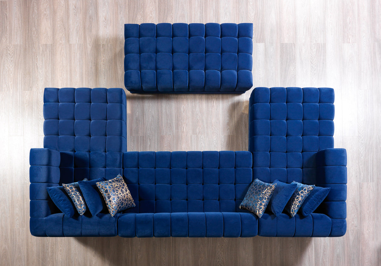 Ariana Blue Velvet Double Chaise Sectional - ARIANABLUE-SEC - Luna Furniture