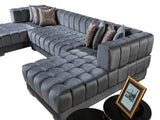 Ariana Gray Velvet Double Chaise Sectional - ARIANAGRAY-SEC - Luna Furniture