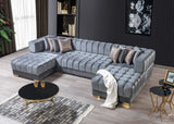 Ariana Gray Velvet Double Chaise Sectional - ARIANAGRAY-SEC - Luna Furniture