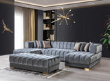 Ariana Gray Velvet Double Chaise Sectional - ARIANAGRAY-SEC - Luna Furniture