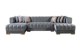 Ariana Gray Velvet Double Chaise Sectional - ARIANAGRAY-SEC - Luna Furniture