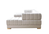 Ariana Ivory Velvet Double Chaise Sectional - ARIANAIVORY-SEC - Luna Furniture