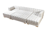 Ariana Ivory Velvet Double Chaise Sectional - ARIANAIVORY-SEC - Luna Furniture