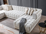 Ariana Ivory Velvet Double Chaise Sectional - ARIANAIVORY-SEC - Luna Furniture