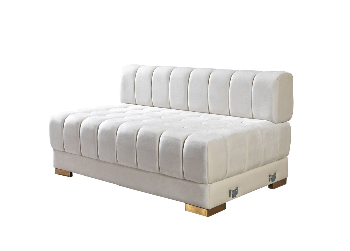 Ariana Ivory Velvet Double Chaise Sectional - ARIANAIVORY-SEC - Luna Furniture