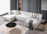 Ariana Ivory Velvet Double Chaise Sectional - ARIANAIVORY-SEC - Luna Furniture