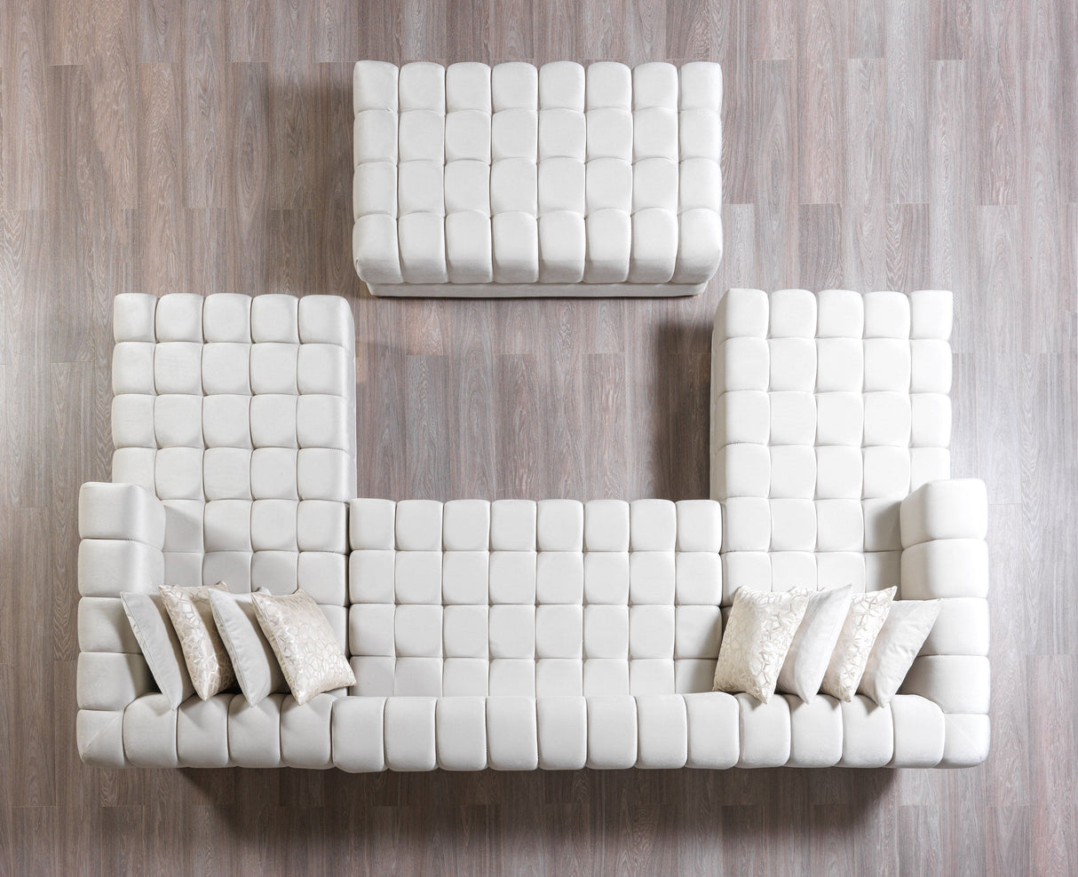 Ariana Ivory Velvet Double Chaise Sectional - ARIANAIVORY-SEC - Luna Furniture