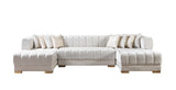 Ariana Ivory Velvet Double Chaise Sectional - ARIANAIVORY-SEC - Luna Furniture