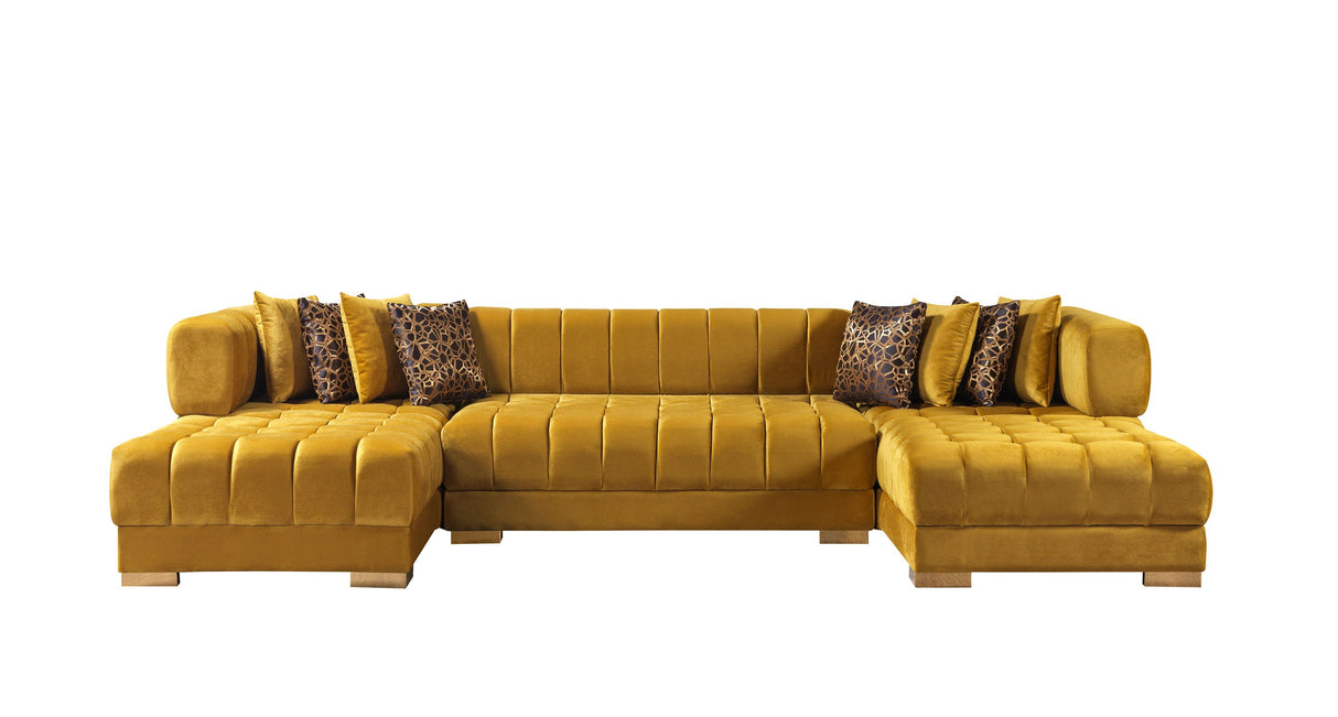 Ariana Mustard Velvet Double Chaise Sectional - ARIANAMUSTARD-SEC - Luna Furniture