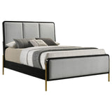 Arini Eastern King Bed with Upholstered Headboard Black and Grey - 224331KE - Luna Furniture