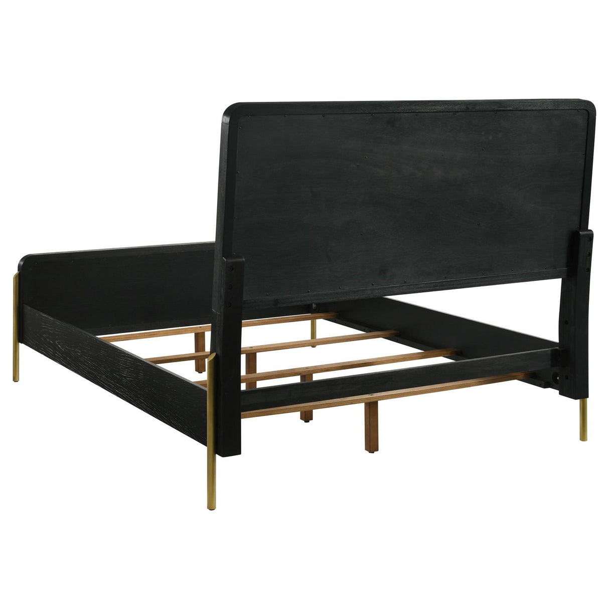 Arini Eastern King Bed with Woven Rattan Headboard Black and Natural - 224330KE - Luna Furniture