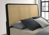 Arini Queen Bed with Woven Rattan Headboard Black and Natural - 224330Q - Luna Furniture