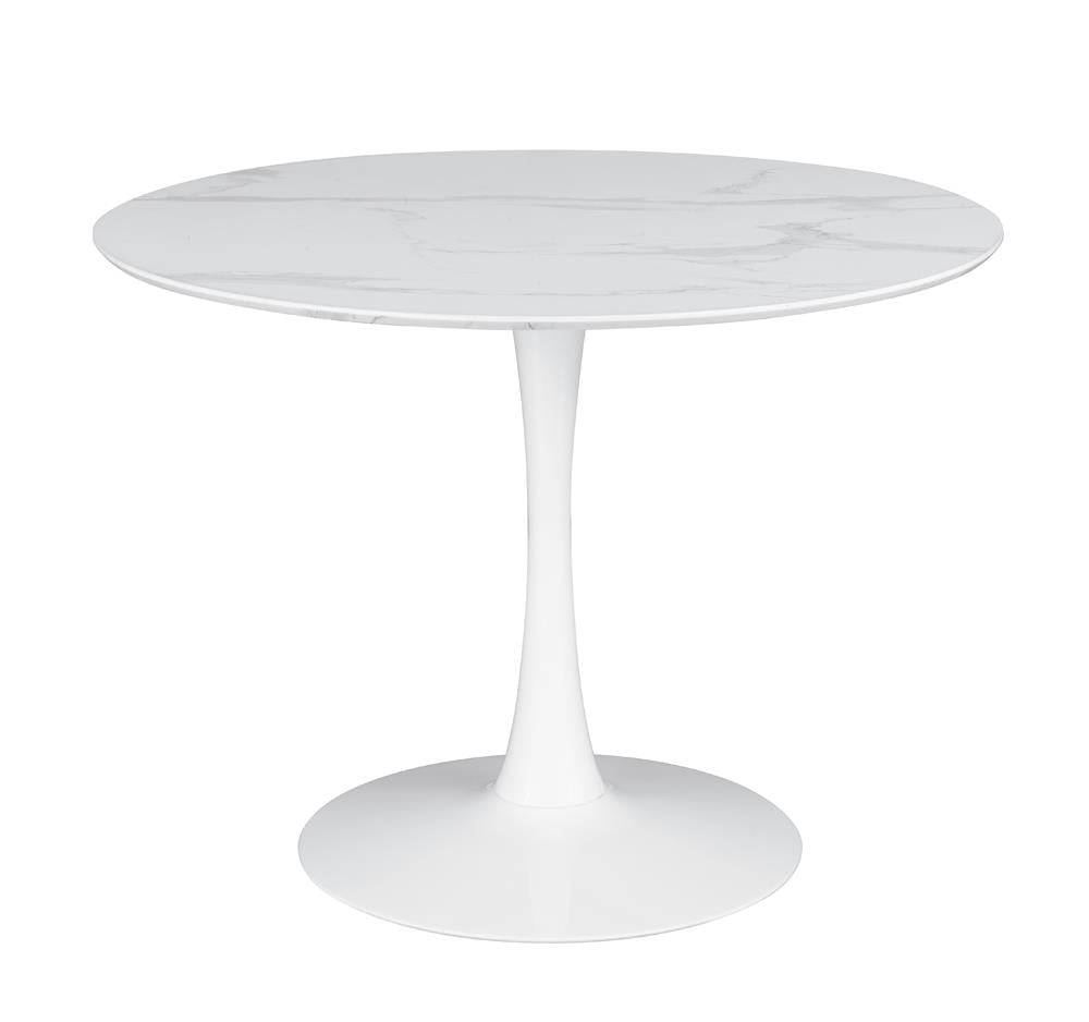 Arkell White 40-inch Round Pedestal Dining Table from Coaster - Luna Furniture