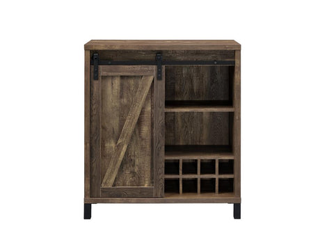 Arlington Bar Cabinet with Sliding Door Rustic Oak - 182852 - Luna Furniture