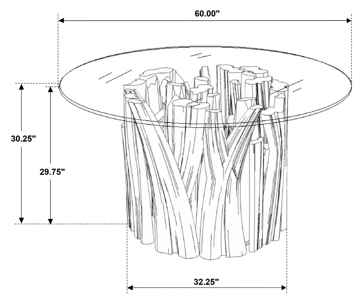 Asbury Round Glass Top Dining Table Clear and Natural Teak from Coaster - Luna Furniture