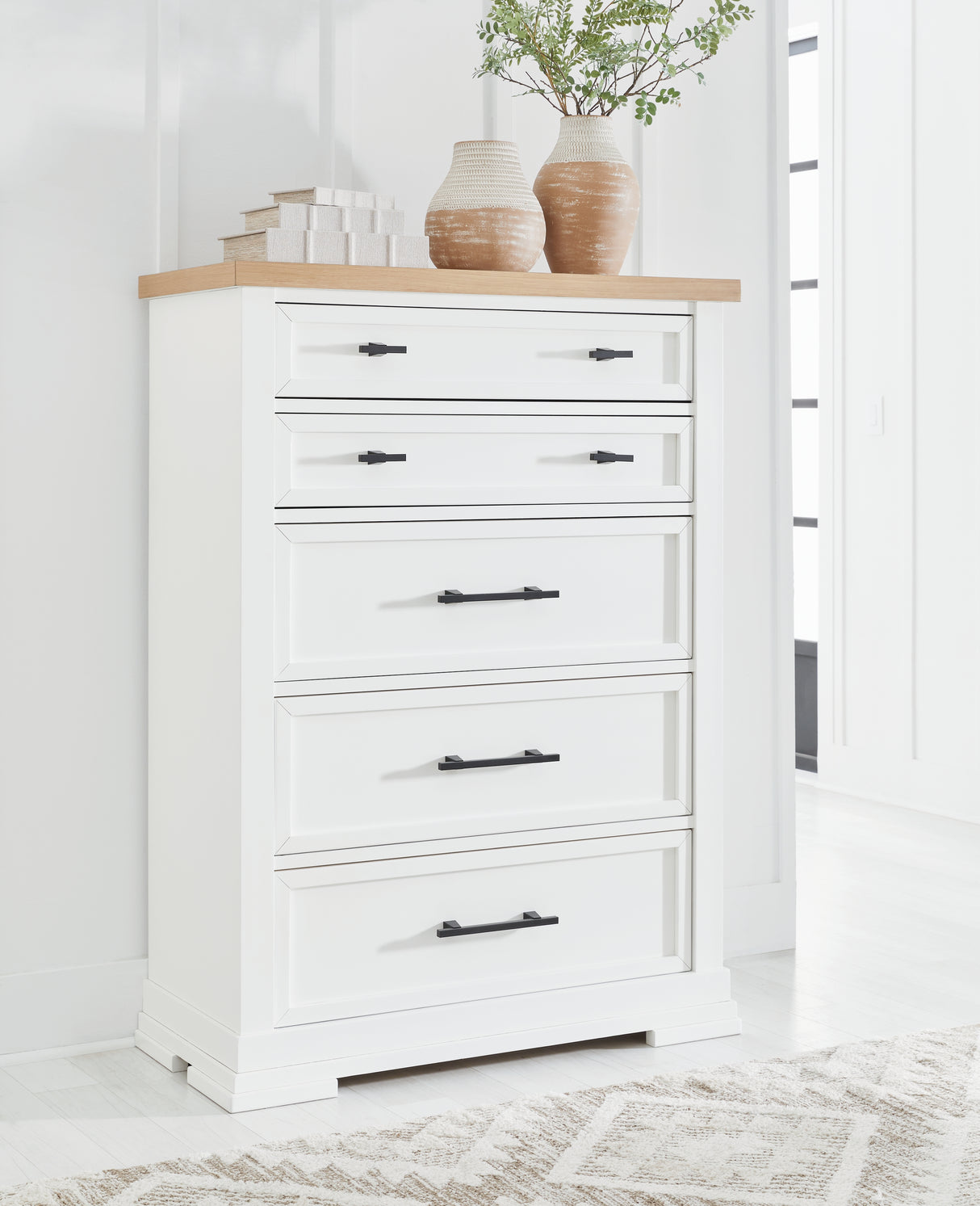 Ashbryn White/Natural Chest of Drawers from Ashley - Luna Furniture