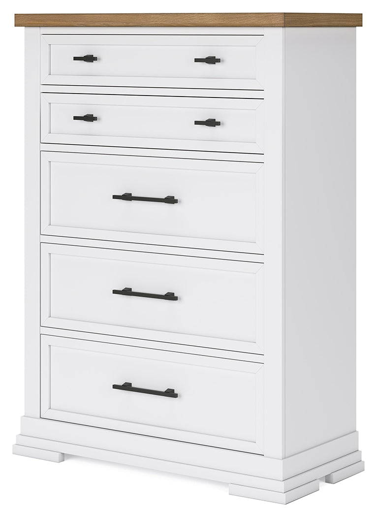 Ashbryn White/Natural Chest of Drawers from Ashley - Luna Furniture