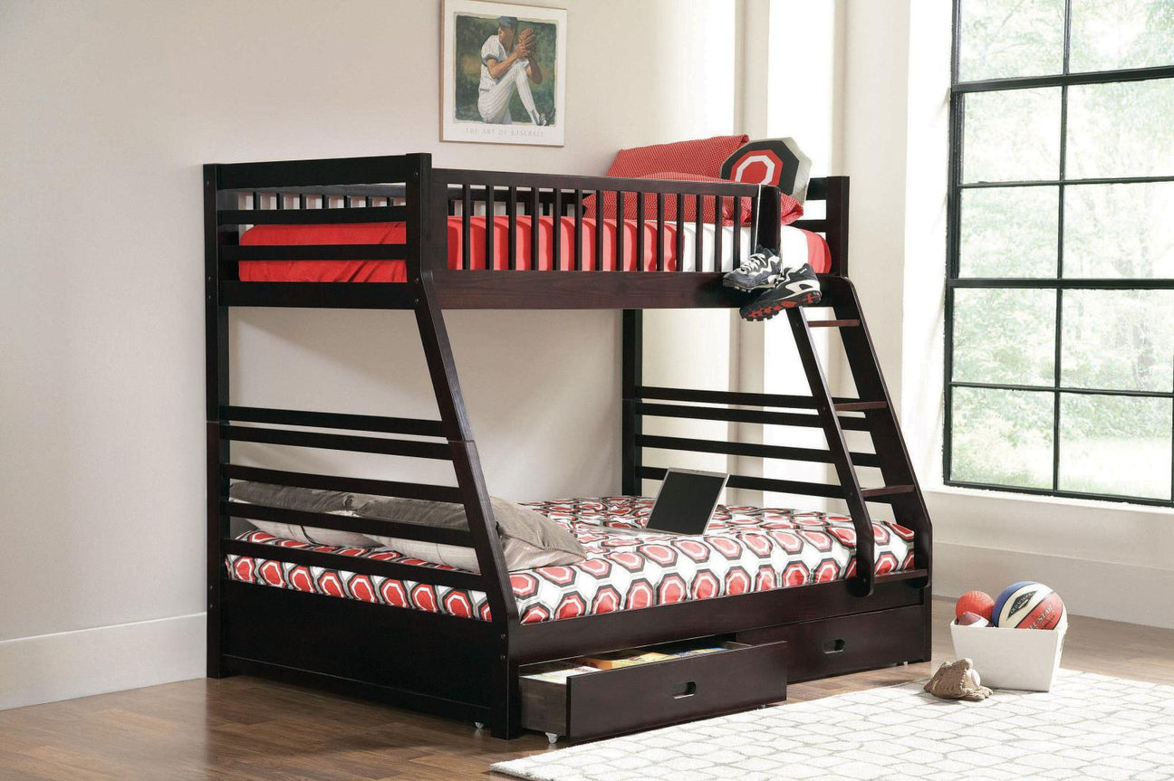 Ashton Cappuccino Twin over Full 2-Drawer Bunk Bed from Coaster - Luna Furniture